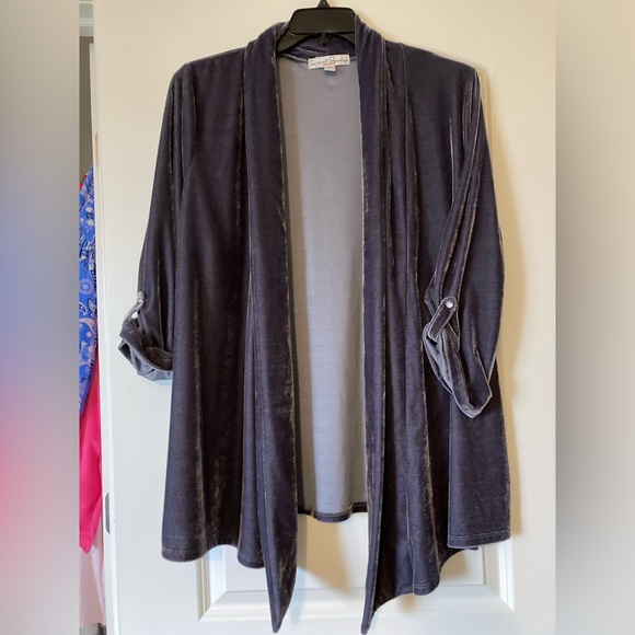 Velvet open front cardigan - Picture 1 of 8